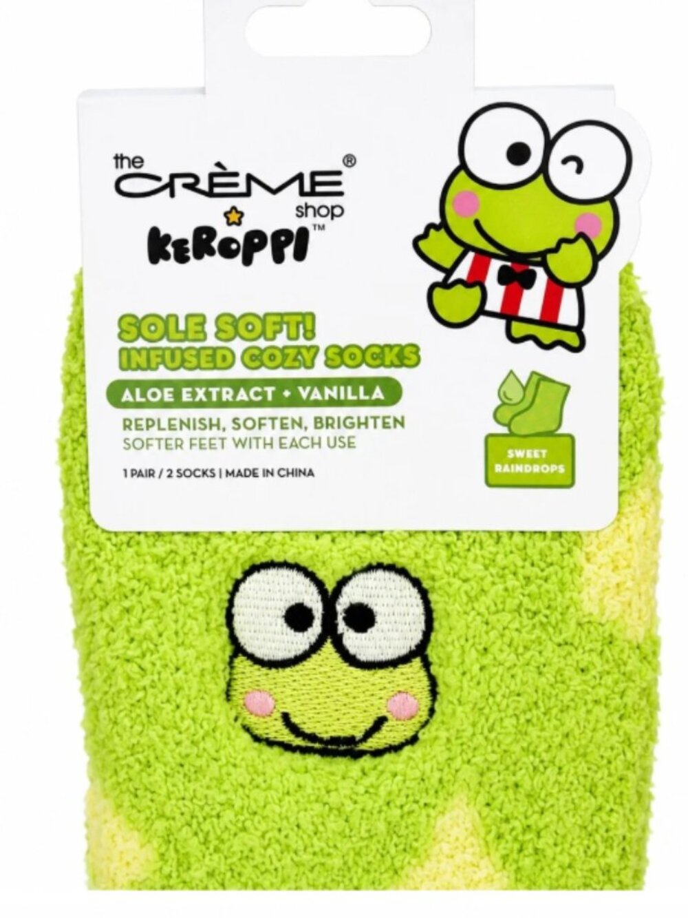 Rare- Keroppi Cozy The Crème Shop Socks Aloe- infused socks